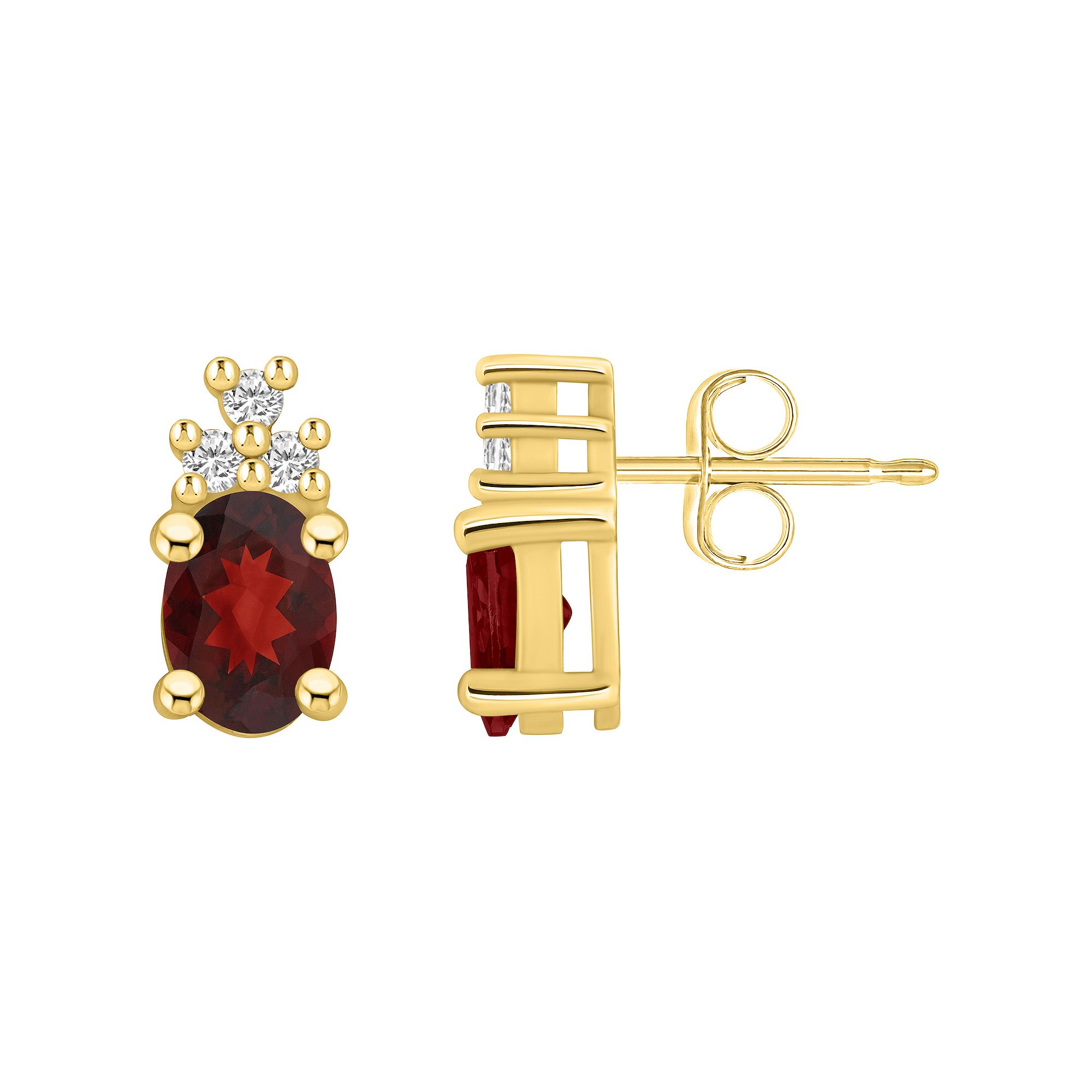 Alyson Layne 14k Gold Oval Garnet & 1/7 Carat T.W. Diamond Earrings, Women