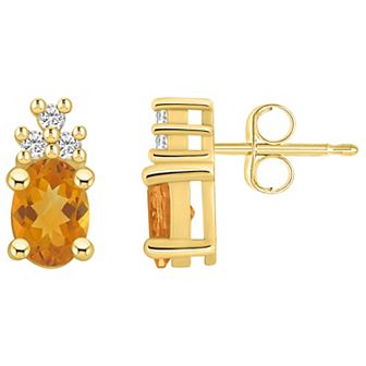 Alyson Layne 14k Gold Oval Citrine & 1/7 Carat T.W. Diamond Earrings