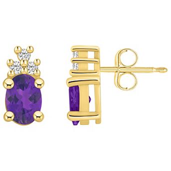 Alyson Layne 14k Gold Oval Amethyst & 1/7 Carat T.W. Diamond Earrings