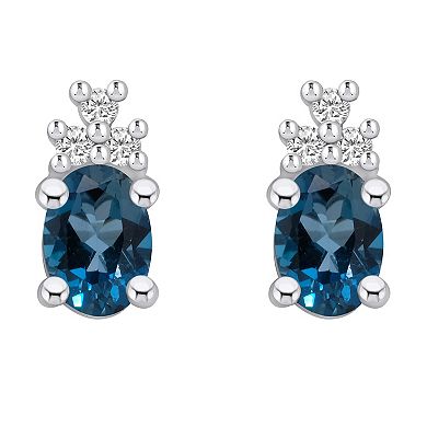 Alyson Layne 14k White Gold Oval London Blue Topaz & 1/7 Carat T.W. Diamond Earrings