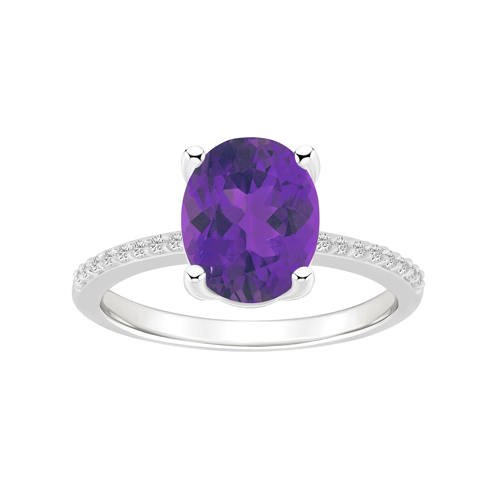Alyson Layne 14k White Gold Oval Amethyst & 1/10 Carat T.W. Diamond Ring, W