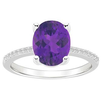 Alyson Layne 14k White Gold Oval Amethyst & 1/10 Carat T.W. Diamond Ring