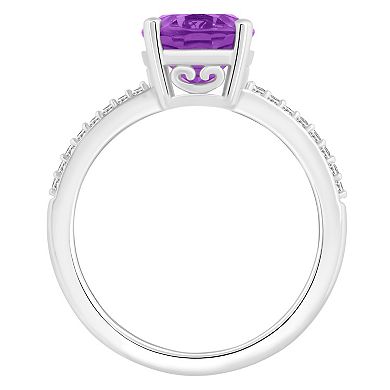 Alyson Layne 14k White Gold Oval Amethyst & 1/10 Carat T.W. Diamond Ring
