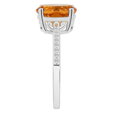 Alyson Layne 14k White Gold Oval Citrine & 1/10 Carat T.W. Diamond Ring
