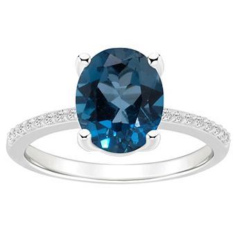 Alyson Layne 14k White Gold Oval London Blue Topaz & 1/10 Carat T.W. Diamond Ring