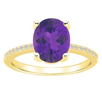 Alyson Layne 14k Gold Oval Amethyst & 1/10 Carat T.W. Diamond Ring