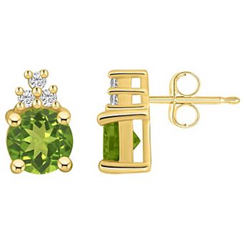 Alyson Layne 14k Gold Round Peridot & 1/10 Carat T.W. Diamond Earrings