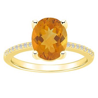 Alyson Layne 14k Gold Oval Citrine & 1/10 Carat T.W. Diamond Ring