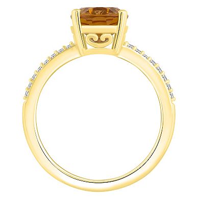 Alyson Layne 14k Gold Oval Citrine & 1/10 Carat T.W. Diamond Ring