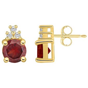Alyson Layne 14k Gold Round Garnet & 1/10 Carat T.W. Diamond Earrings