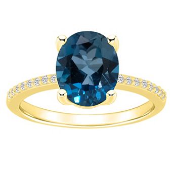 Alyson Layne 14k Gold Oval London Blue Topaz & 1/10 Carat T.W. Diamond Ring
