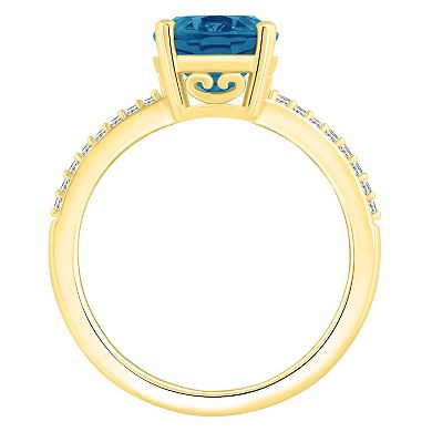 Alyson Layne 14k Gold Oval London Blue Topaz & 1/10 Carat T.W. Diamond Ring