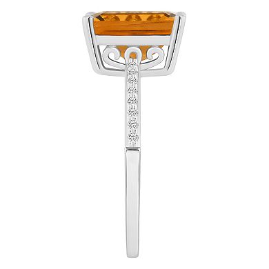 Alyson Layne 14k White Gold Emerald-Cut Citrine & 1/10 Carat T.W. Diamond Ring