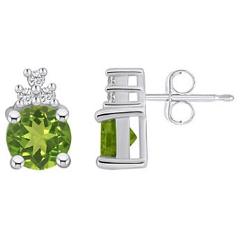 Alyson Layne 14k White Gold Round Peridot & 1/10 Carat T.W. Diamond Earrings