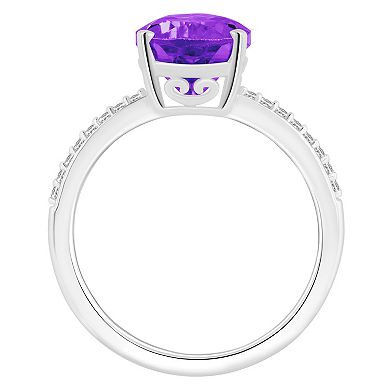 Alyson Layne 14k White Gold Pear Shape Amethyst & 1/10 Carat T.W. Diamond Ring