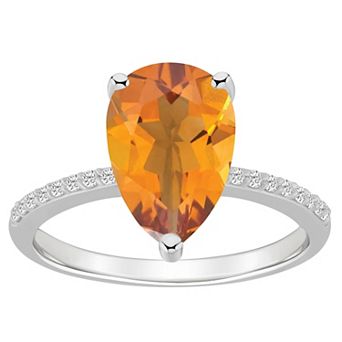 Alyson Layne 14k White Gold Pear Shape Citrine & 1/10 Carat T.W. Diamond Ring
