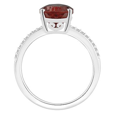 Alyson Layne 14k White Gold Pear Shape Garnet & 1/10 Carat T.W. Diamond Ring