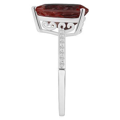 Alyson Layne 14k White Gold Pear Shape Garnet & 1/10 Carat T.W. Diamond Ring