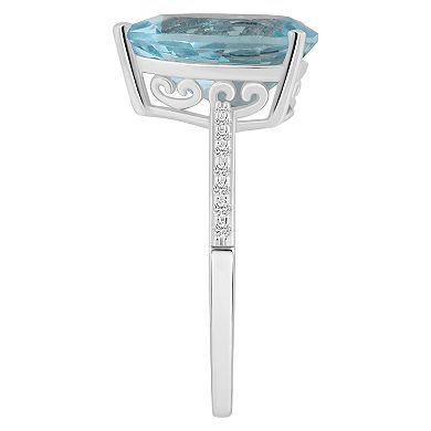 Alyson Layne 14k White Gold Pear Shape Sky Blue Topaz & 1/10 Carat T.W. Diamond Ring
