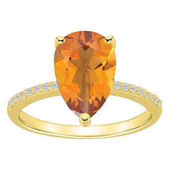 Alyson Layne 14k Gold Pear Shape Citrine & 1/10 Carat T.W. Diamond Ring