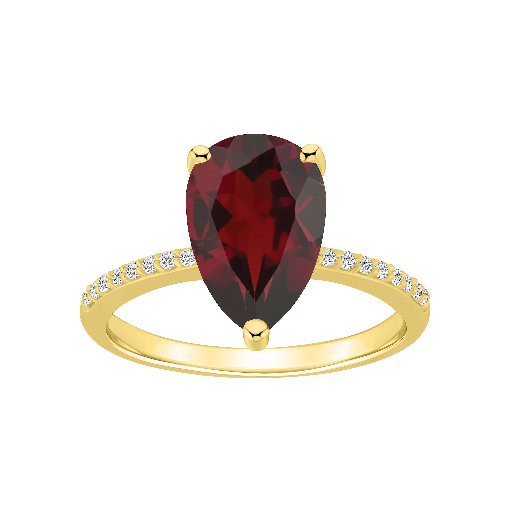 Alyson Layne 14k Gold Pear Shape Garnet & 1/10 Carat T.W. Diamond Ring, Wom