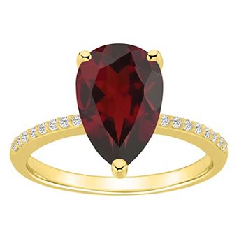 Alyson Layne 14k Gold Pear Shape Garnet & 1/10 Carat T.W. Diamond Ring