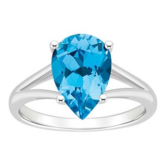 Alyson Layne 14k White Gold Pear Shape Blue Topaz Ring