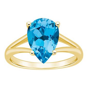 Alyson Layne 14k Gold Pear Shape Swiss Blue Topaz Ring