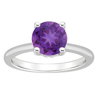 Alyson Layne 14k White Gold Round Amethyst & Diamond Accent Ring