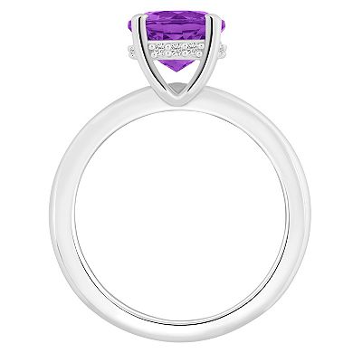 Alyson Layne 14k White Gold Round Amethyst & Diamond Accent Ring