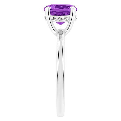 Alyson Layne 14k White Gold Round Amethyst & Diamond Accent Ring