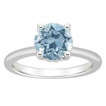 Alyson Layne 14k White Gold Round Sky Blue Topaz & Diamond Accent Ring