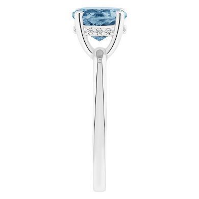 Alyson Layne 14k White Gold Round Sky Blue Topaz & Diamond Accent Ring