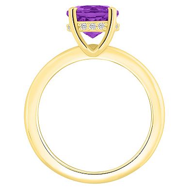 Alyson Layne 14k Gold Round Amethyst & Diamond Accent Ring