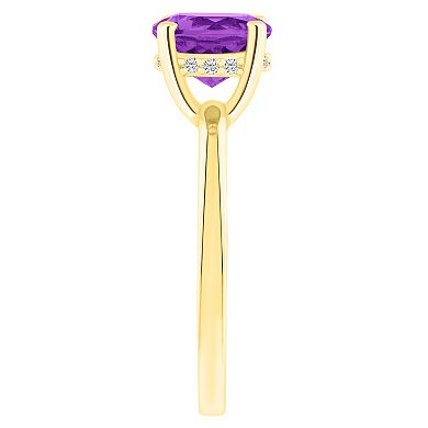 Alyson Layne 14k Gold Round Amethyst & Diamond Accent Ring