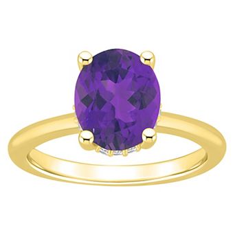 Alyson Layne 14k Gold Oval Amethyst & Diamond Accent Ring