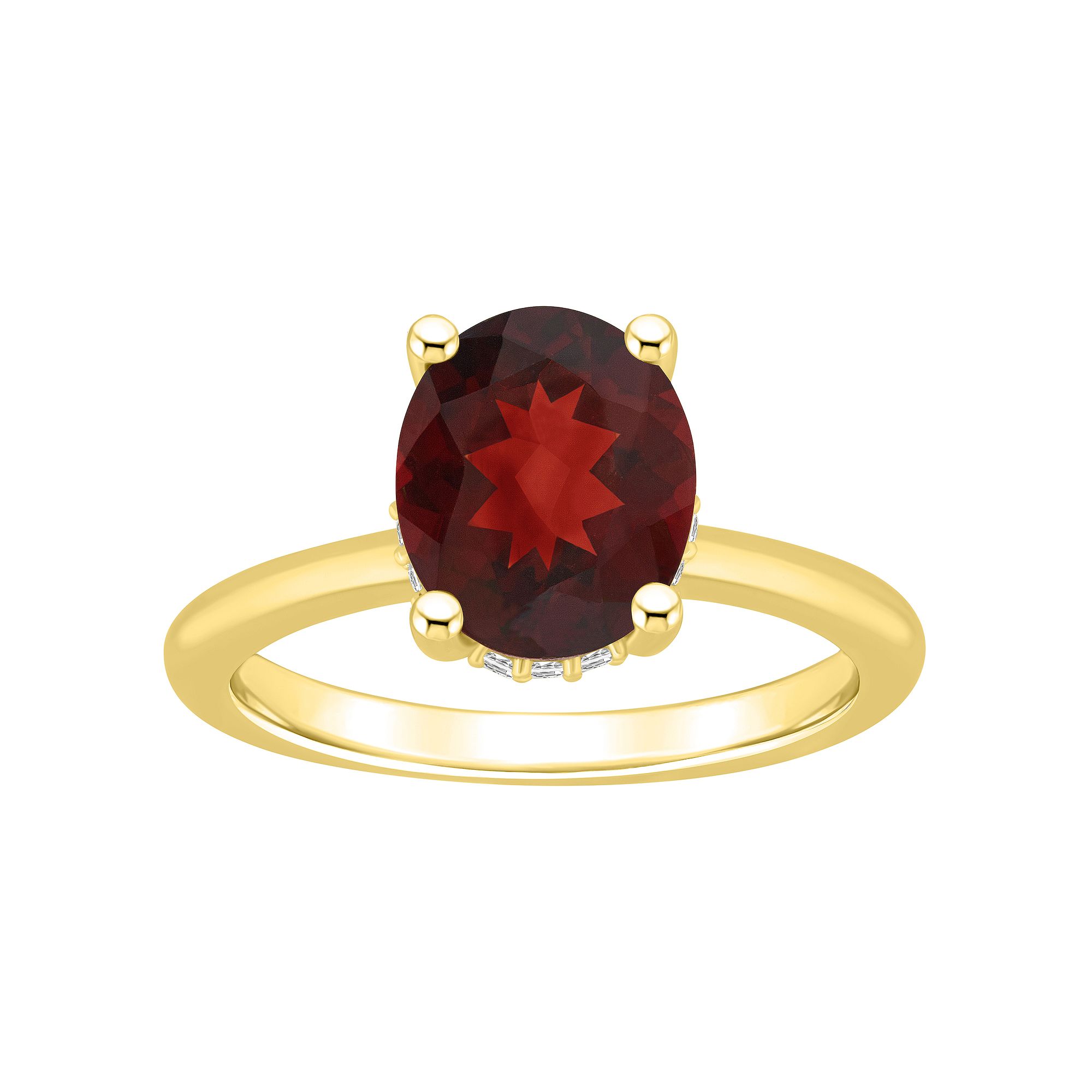 Alyson Layne 14k Gold Oval Garnet & Diamond Accent Ring, Womens, Size: 10