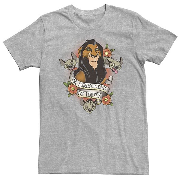 Big & Tall Disney The Lion King Scar With Hyenas Surrounded By Idiots Tee