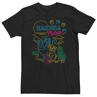 Big & Tall Disney The Lion King Neon Outline Group Shot Sketch Tee