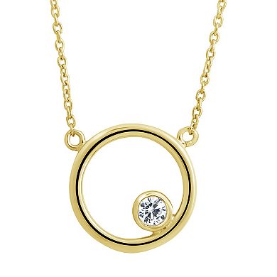 MC Collective Circle Pendant Necklace with Cubic Zirconia Accent