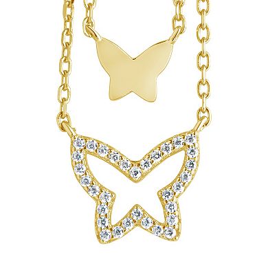 MC Collective Cubic Zirconia Butterfly Layered Necklace