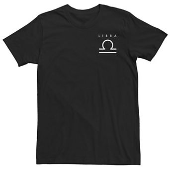 Big & Tall Libra Astrological Sign Simple Left Chest Text Tee