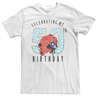 Big & Tall Disney Big Hero 6 Baymax Hiro 50th Birthday Tee