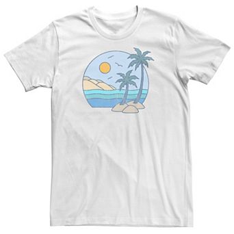 Big & Tall Palm Tree Beach Pastel Circle Portrait Tee