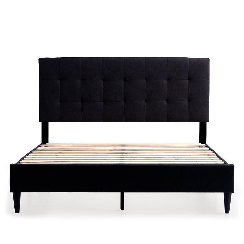 Lucid Dream Collection Square Tufted Upholstered Bed, Black, King