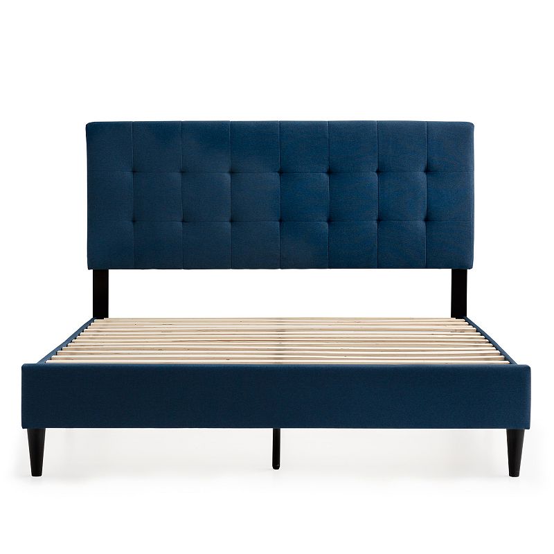 Lucid Dream Collection Square Tufted Upholstered Bed, Blue, Full