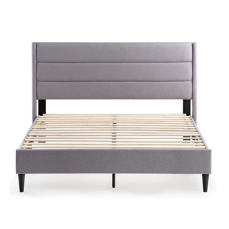 Lucid Dream Collection Upholstered Horizontal Channel Bed, Grey, Twin