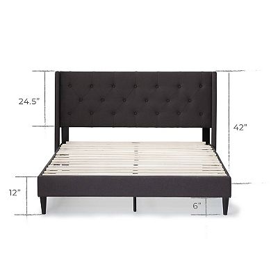Lucid Dream Collection Upholstered Wingback Diamond Tufted Bed