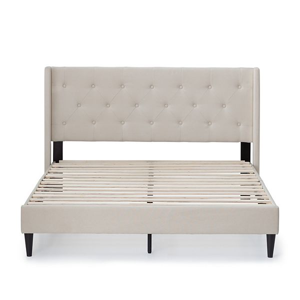 Lucid Dream Collection Upholstered Wingback Diamond Tufted Bed Cream (TWIN) BrickSeek