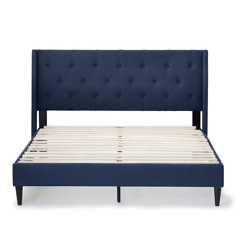 Lucid Dream Collection Upholstered Wingback Diamond Tufted Bed, Blue, Full